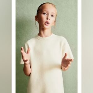 Zara Cream Short Sleeve Sweater Dress